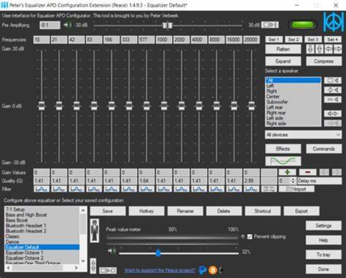 Download Peace Equalizer - User Interface for Equalizer Apo for Windows - Free