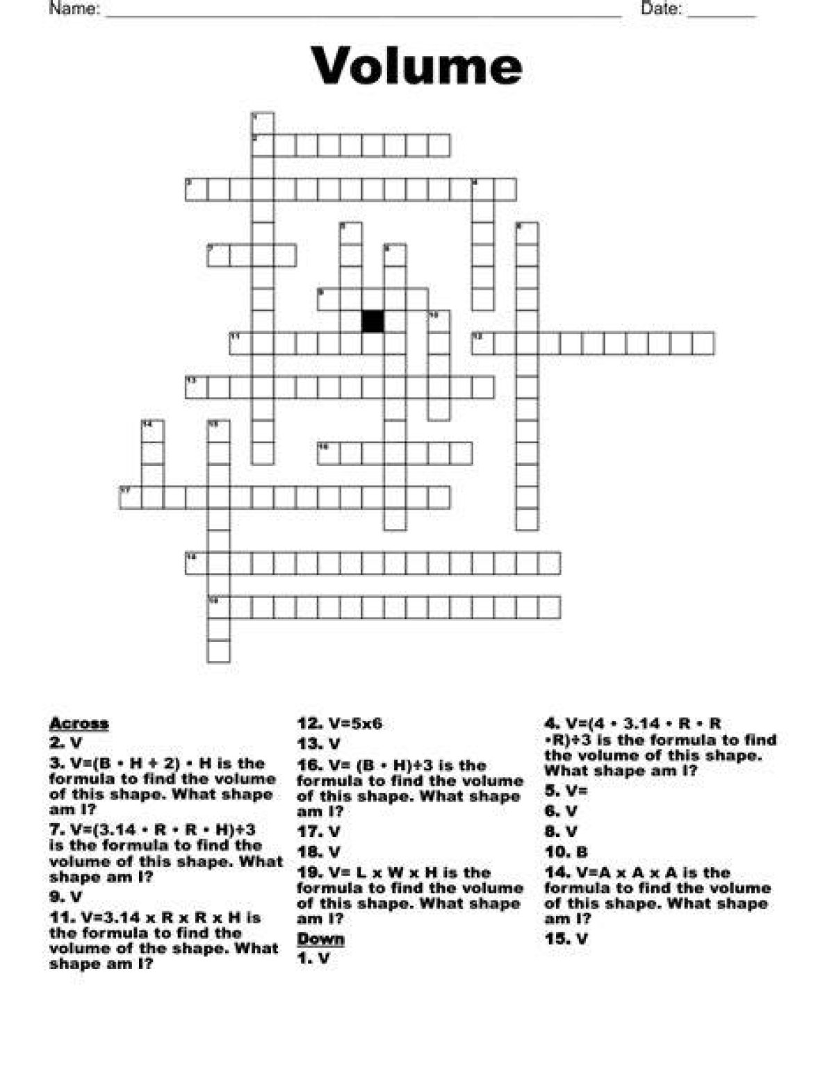 Volume Crossword Clue and Answer